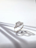 18K White Gold Lab-Grown Diamond IGI Three-Stone Ring - Front View