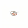 18K White Gold Lab-Grown Fancy Vivid Pink Diamond Marquise Halo Ring - White Background Front View