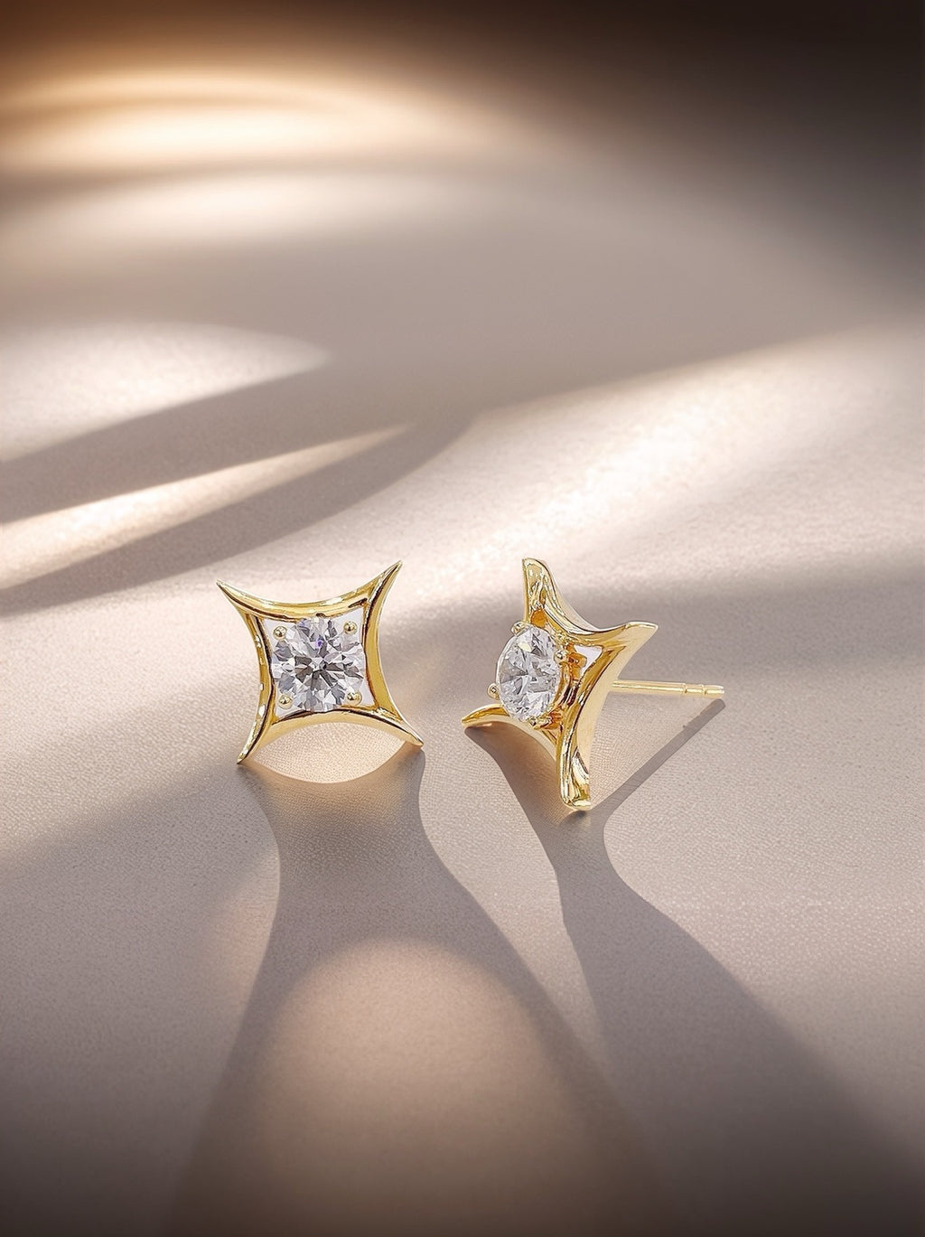 18K Yellow Gold Lab-Grown Diamond Star Stud Earrings | 1.0ct D-Color