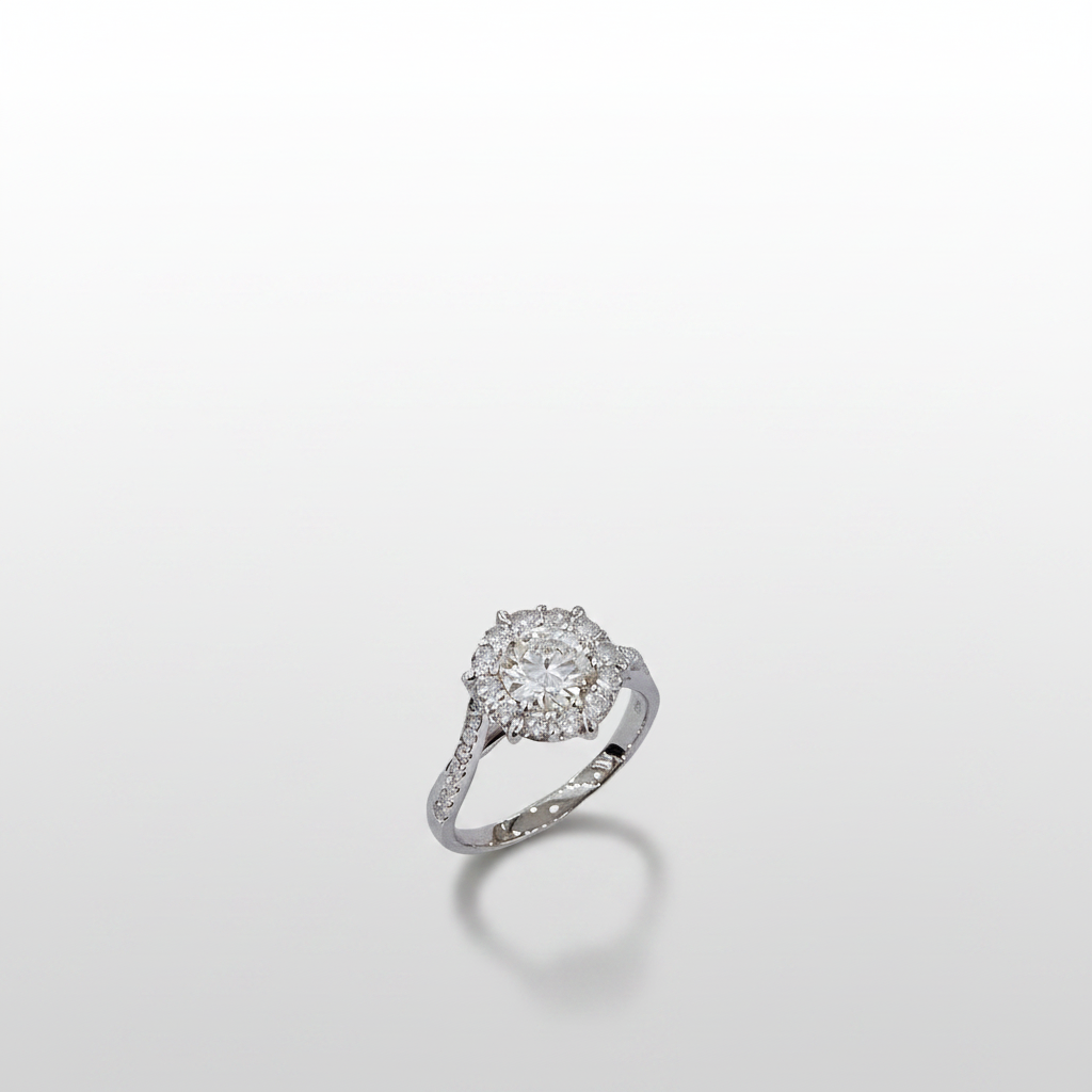 18K White Gold Lab-Grown Diamond Six-Prong Twisted Band Ring - 45 Degree View