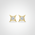 18K Yellow Gold Lab-Grown Diamond Star Stud Earrings - front view