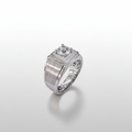PT950 Lab-Grown Diamond Brushed Signet Ring - 45 Degree View