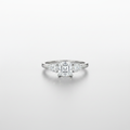 18K White Gold IGI Lab-Grown Diamond Asscher Three-Stone Ring - front view