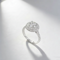 18K White Gold Lab-Grown Diamond Double Halo Ring - 45 Degree View
