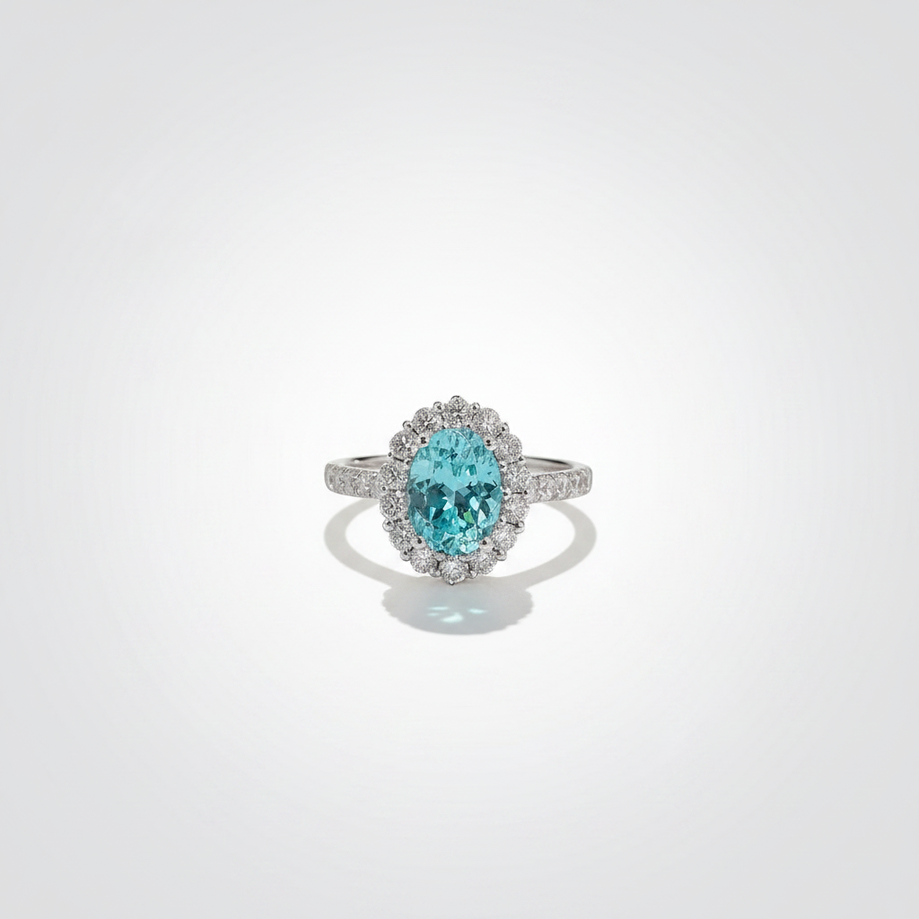 Lagoon Halo Paraíba Tourmaline Ring - front view