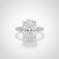18K White Gold IGI Lab-Grown Oval Diamond Pavé Ring 5.05ct - front view