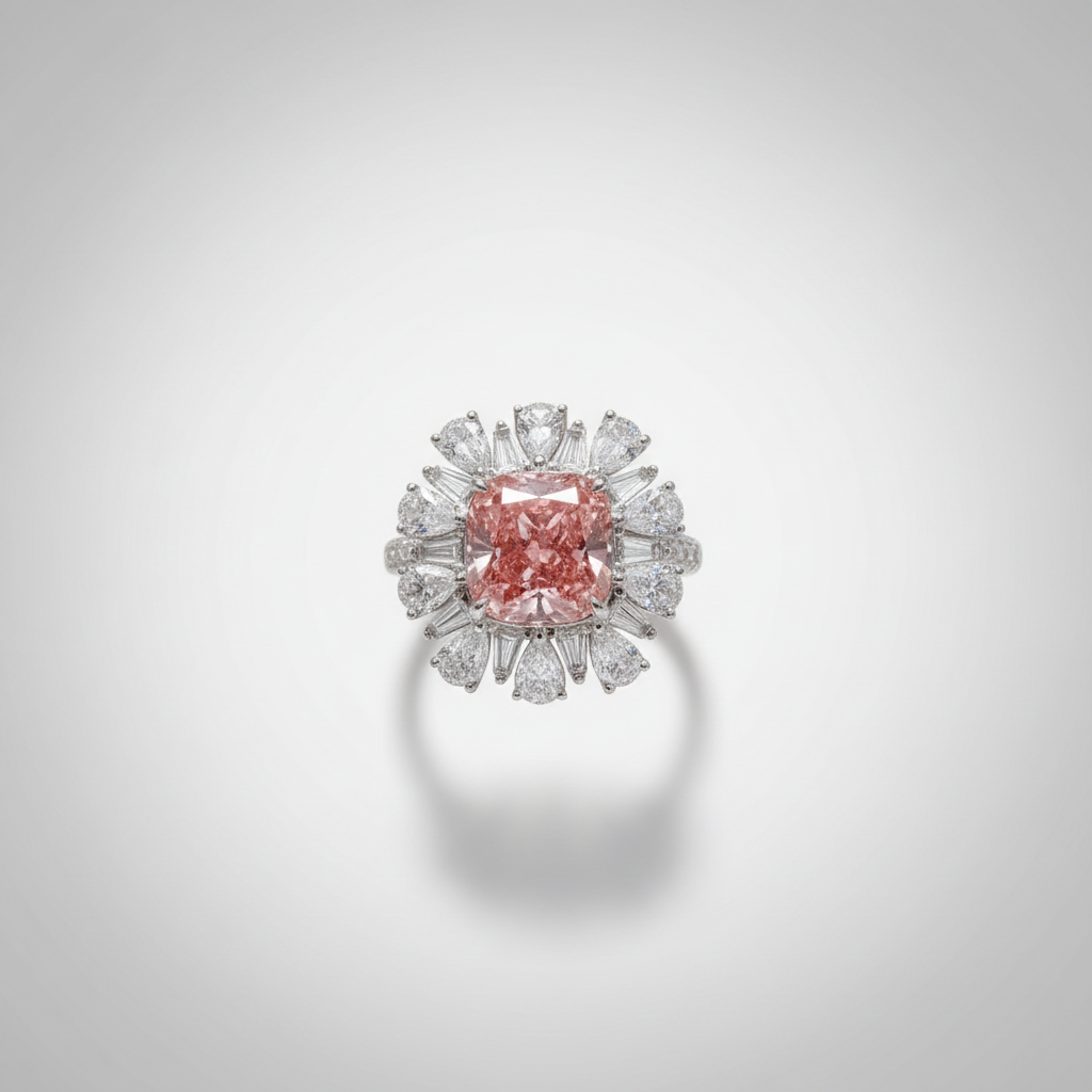 18K White Gold IGI Lab-Grown Pink Diamond Convertible Ring - top view
