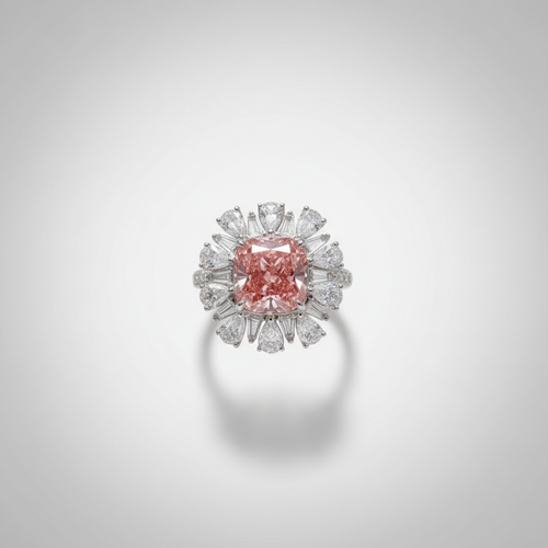 18K White Gold IGI Lab-Grown Pink Diamond Convertible Ring - top view