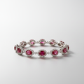 PT950 Lab-Grown Ruby Diamond Oval Halo Bubble Tennis Bracelet - side view