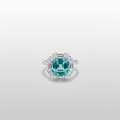 18K White Gold Lab-Grown Paraiba Tourmaline Asscher Halo Ring - Top View