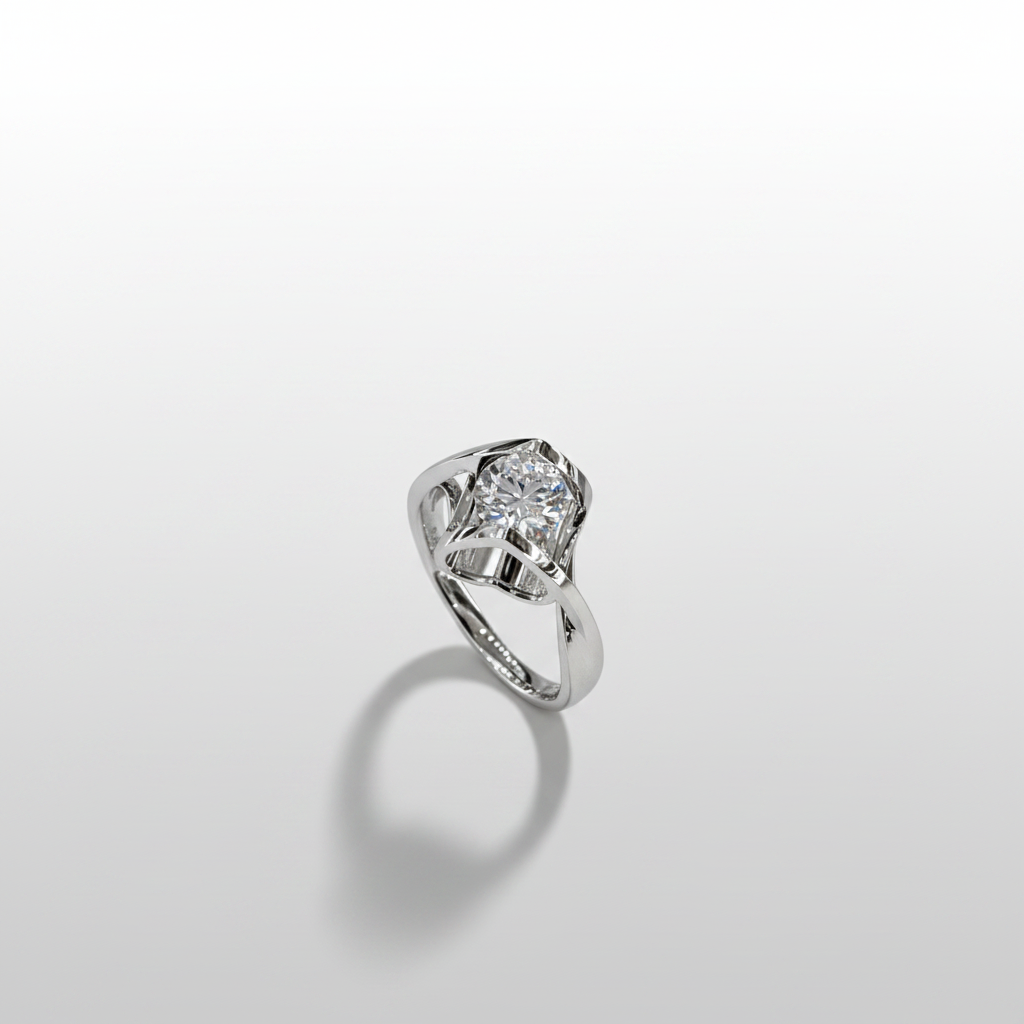 18K White Gold Lab-Grown Diamond IGI Angel's Kiss Ring - Elevated Angle View
