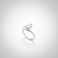 18K White Gold Lab-Grown Diamond Pear-Cut Bypass Solitaire Ring - Front View