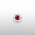18K White Gold Lab-Grown Ruby Oval Diamond Halo Ring - Top View