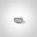 PT950 Lab-Grown Diamond Three-Row Pavé Men's Ring - Front View