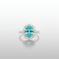 PT950 Paraiba Tourmaline Diamond Halo Ring - Front View