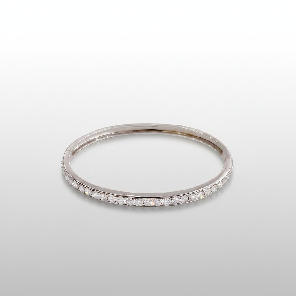 18K White Gold Lab-Grown Diamond Half-Eternity Bangle - Top View