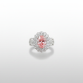 18K White Gold IGI Lab-Grown Pink Diamond Pavé Ring - Top View