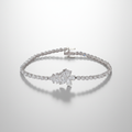 18K White Gold Lab-Grown Diamond Flower Centerpiece Tennis Bracelet - Oval Display View