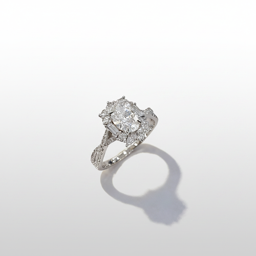 18K Yellow Gold Lab-Grown Diamond Oval Rose Garden Ring - Top View