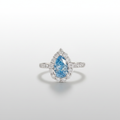 18K White Gold Lab-Grown Blue Diamond Pear Halo Ring - Comparison View
