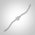 18K White Gold Lab-Grown Diamond Flower Centerpiece Tennis Bracelet - Diagonal View
