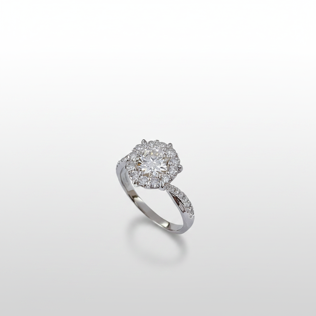 18K White Gold Lab-Grown Diamond Six-Prong Twisted Band Ring - Side View