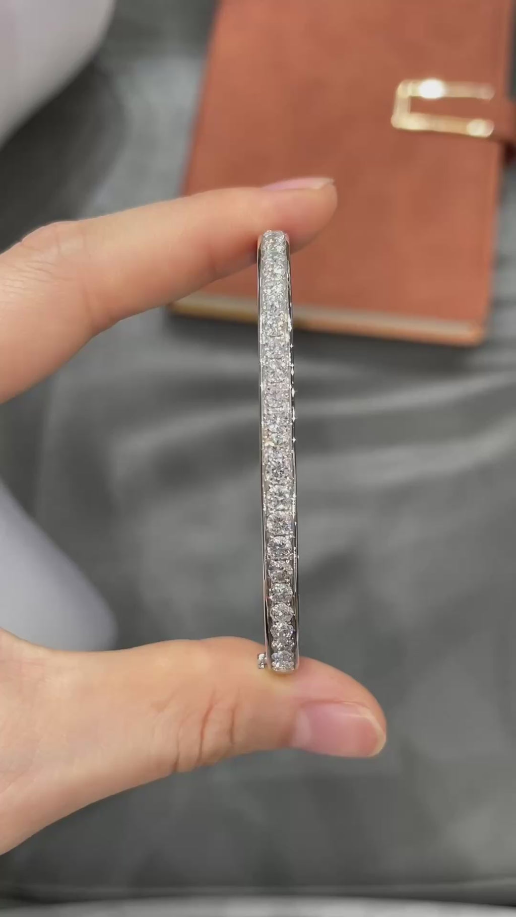 18K White Gold Lab-Grown Diamond Half-Eternity Bangle Bracelet | 2.65ct
