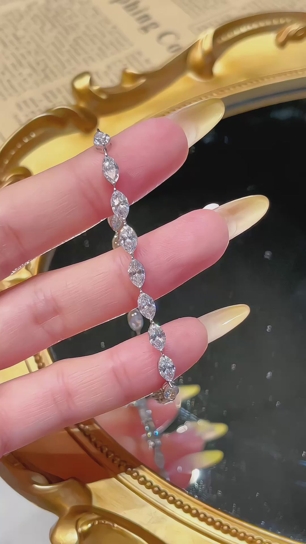 18K White Gold Lab-Grown Diamond Marquise Full Eternity Tennis Bracelet | 6.22ct