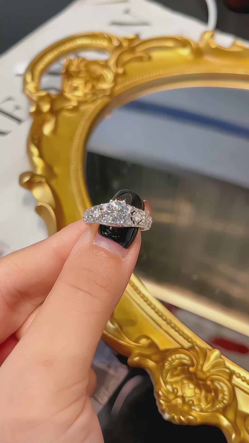 18K White Gold Lab-Grown Diamond Vintage Filigree Six-Prong Ring | 1.01ct