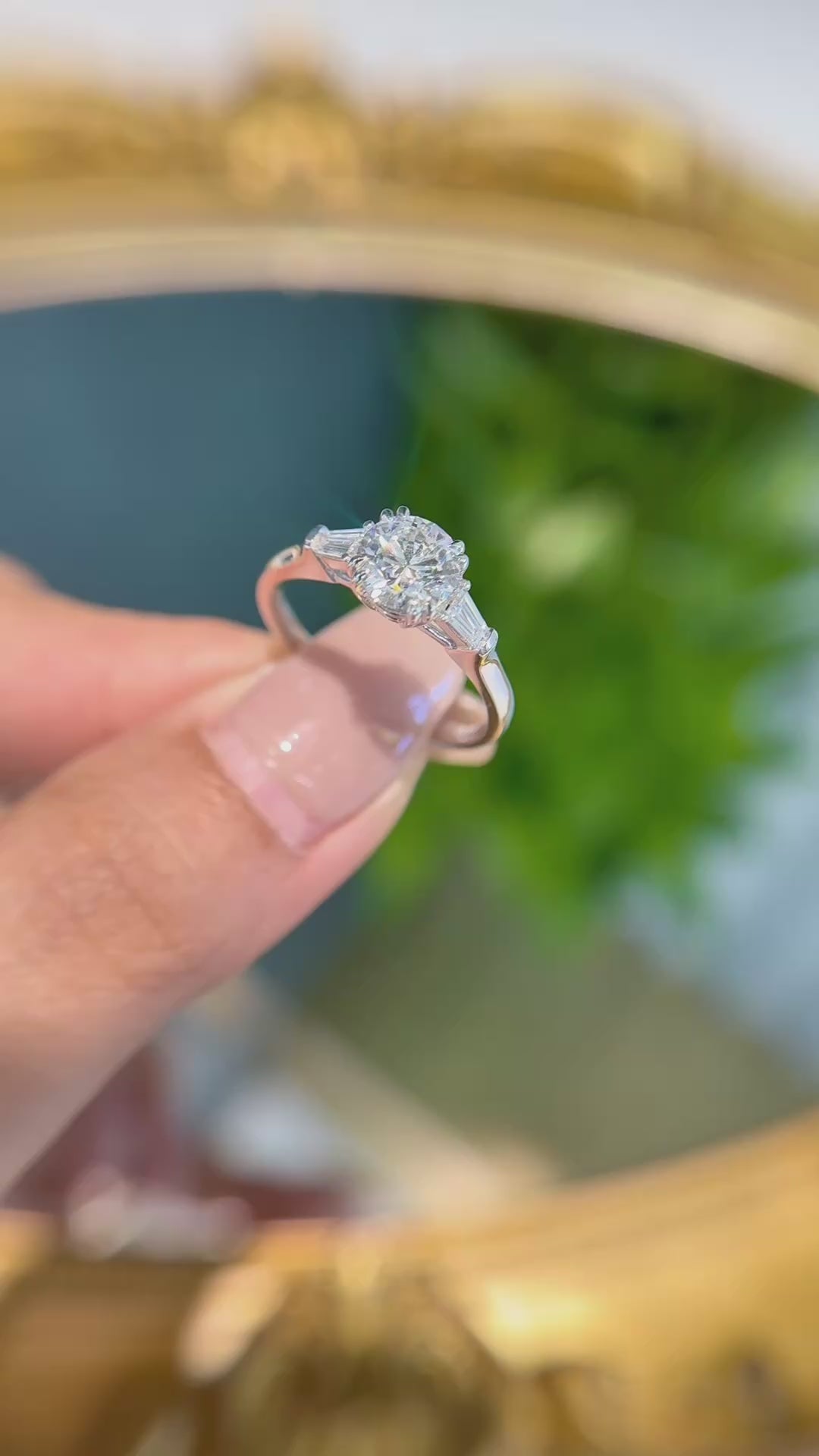 18K White Gold Lab-Grown Diamond IGI Three-Stone Tapered Baguette Ring