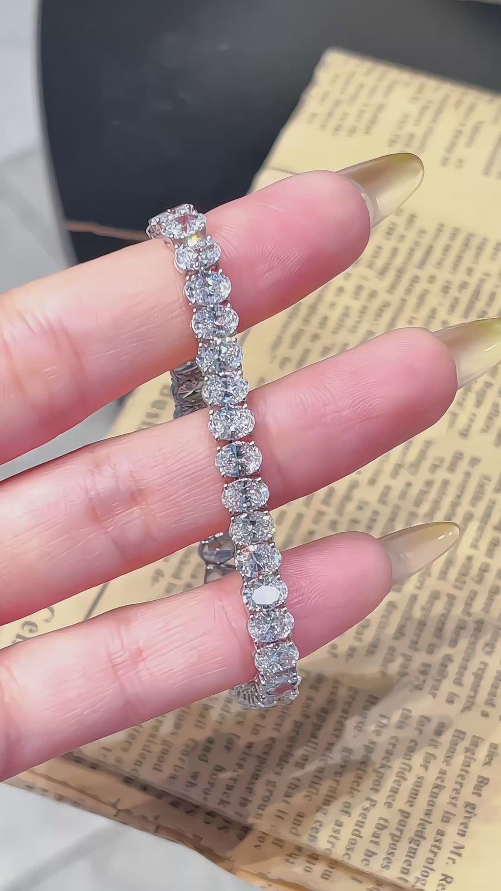 18K White Gold Lab-Grown Diamond Oval Full Eternity Tennis Bracelet | 8.95–14.28ct